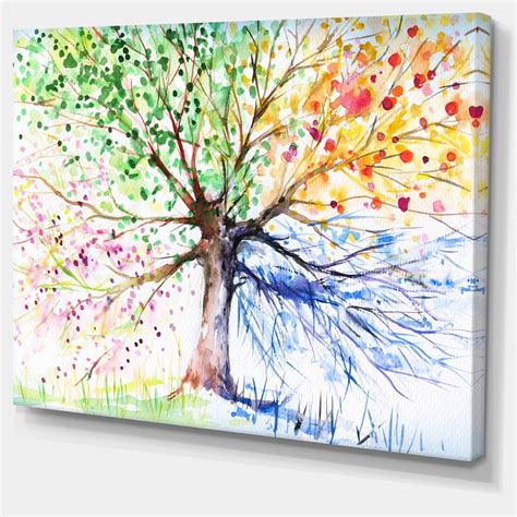 Designart Four Seasons Tree Floral Painting Print And Reviews Wayfair Ca