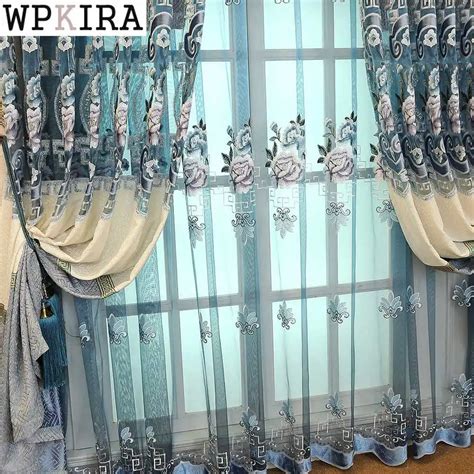 Simple Jacquard Fabric Embroidery Blackout Curtain European Tulle