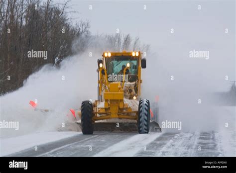 Snow Plow Clearing Highway Stock Photo Alamy