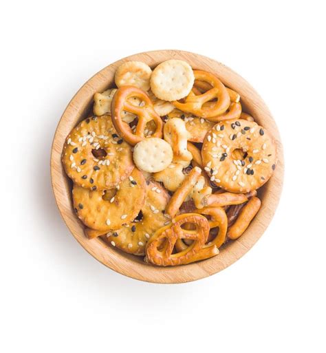 Mixed Salty Snack Crackers And Pretzels Stock Photo Image Of Bake