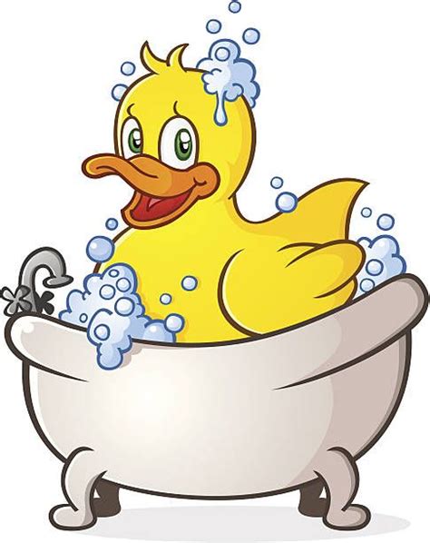 Rubber Duck Bubble Bath Cartoon Character Vector Art
