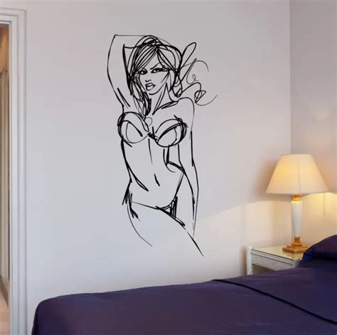 WALL STICKERS HOT Sexy Naked Woman Sketch Drawing Art Mural Vinyl Decal