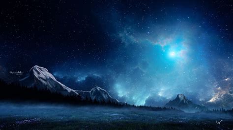 Starry Winter Night By Gene Raz Von Edlerdigital Painting Copyright By