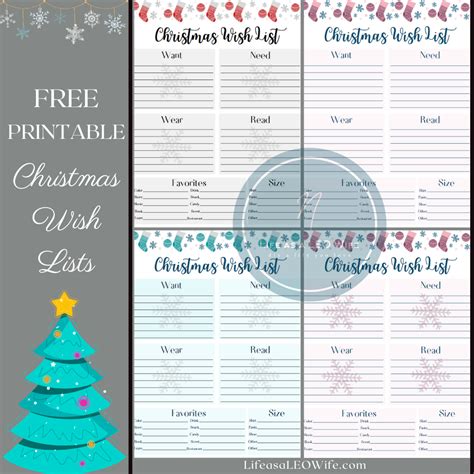Free Printable Christmas Wish List Life As A LEO Wife