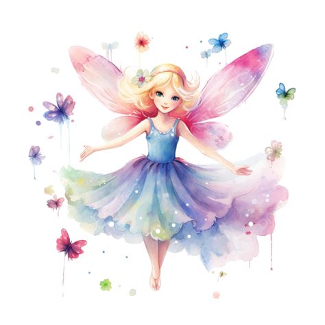Fairy Watercolor Clipart Ai Generated Fairy Pastel Watercolor Png