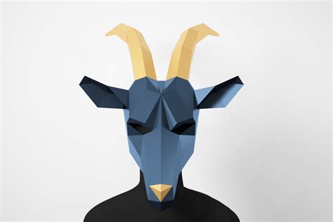 Goat Low Poly Mask, DIY Paper Craft Mask Goat, PDF Template For 3D ...