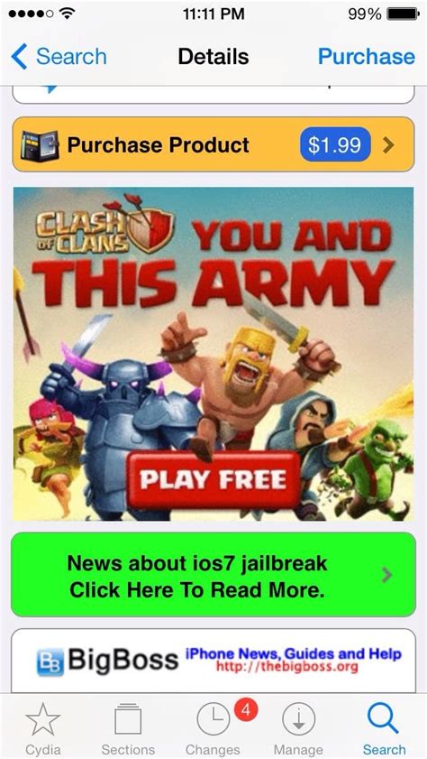 Clash Of Clans Advertising On Cydia Clashofclans