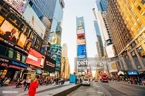 Times Square At Sunset Manhattan New York City Usa High Res Stock Photo