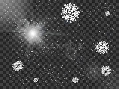 Christmas Star And Snow Falling On Transparent Background Winter