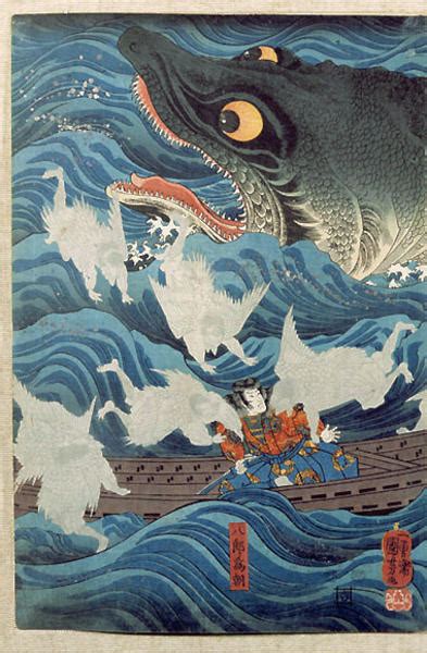Utagawa Kuniyoshi Tametomo Rescued By Tengu Sent By Sanuki In