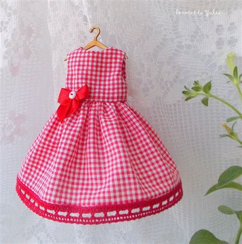 Blythe Doll Cotton Dress Red White Checkered Dress With Bow Etsy Checkered Dress Cotton