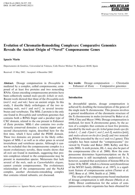 pdf evolution of chromatin remodeling complexes comparative genomics reveals the ancient
