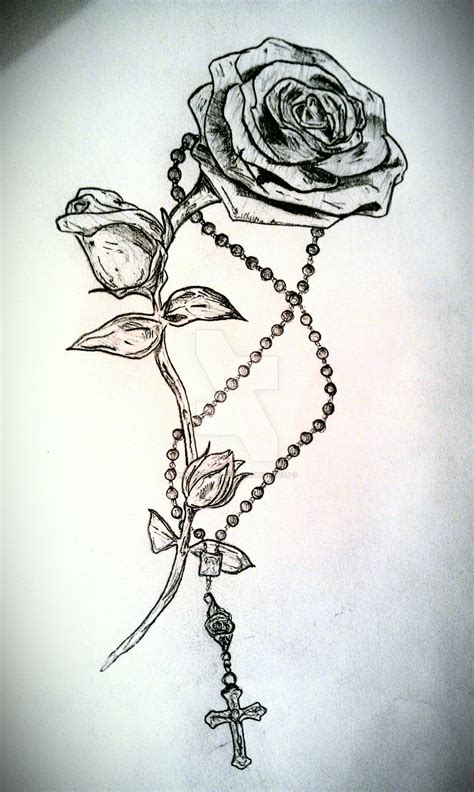 Cross With A Rose Drawing At Explore Collection Of