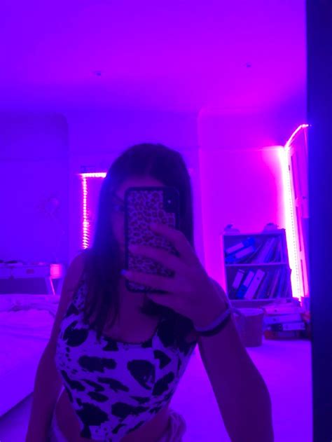 Mirror Selfie With Purple Led Lights