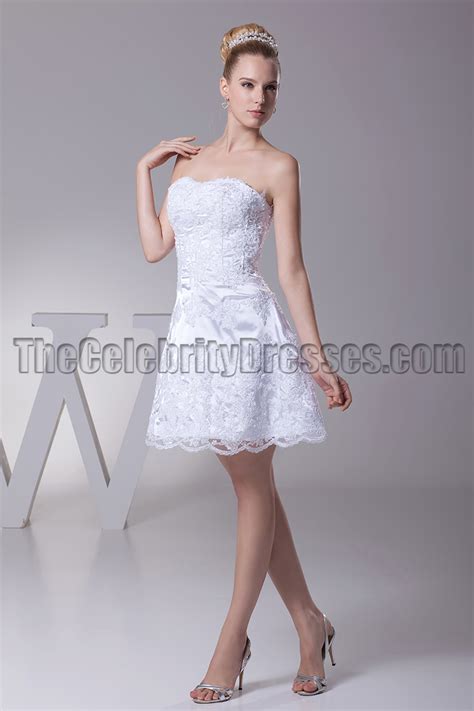 White Lace Strapless Party Cocktail Graduation Dresses Thecelebritydresses