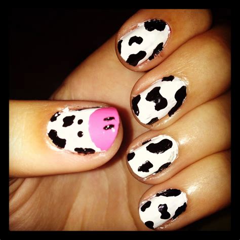 My Try At Cow Print Nails Nail Designs Leopard Print Nails Nail