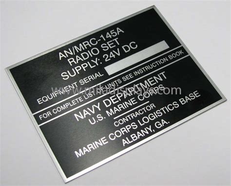 Metal Industrial Commercial Nameplates Tags Plates Stainless Aluminum