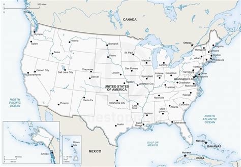 Map Of The United States With Capitols Printable Map Us States And