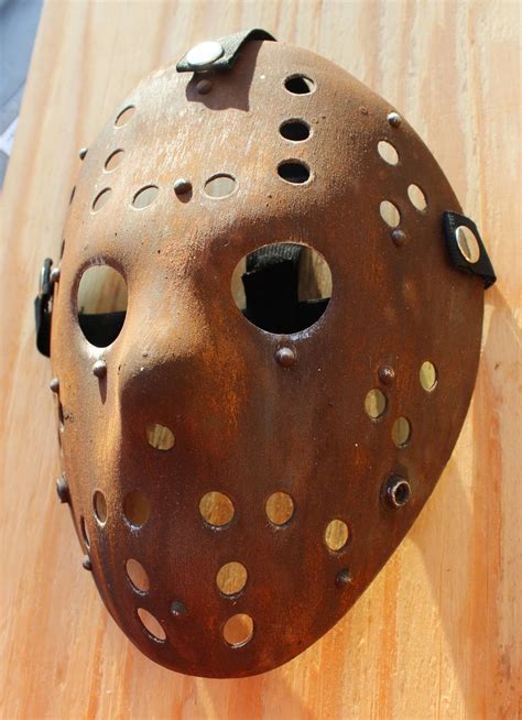 Custom Painted Rust Rivet Jason Voorhees Mask Friday The Th Etsy Canada Custom Paint