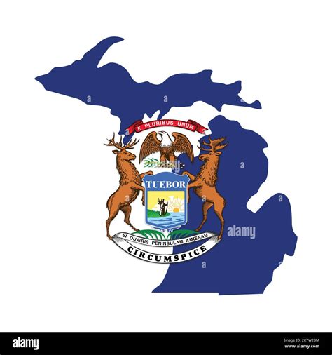 Michigan Mi Flag In State Map Shape Simplified Usa Vector Isolated On