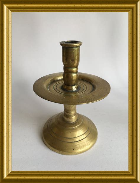 Antique Brass Candle Holder Collar Candlestick