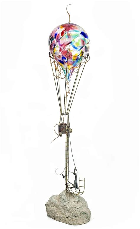 Lot Art Glass Hot Air Balloon Mixed Media Sculpture