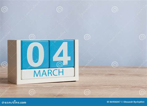 March 4th Day 4 Of Month Wooden Color Calendar On Table Background