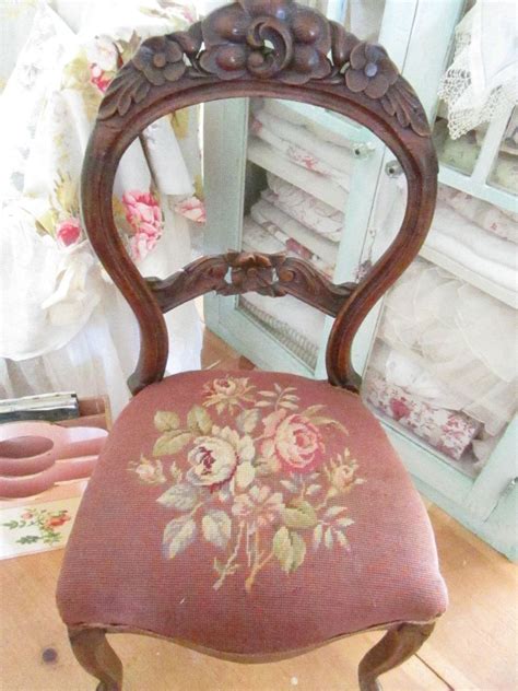 Vintage French Needlepoint Ornate Carved Chair Victorian Furniture