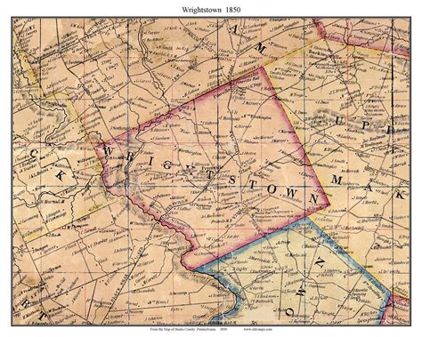 Wrightstown Township Pennsylvania 1850 Old Town Map Custom Print