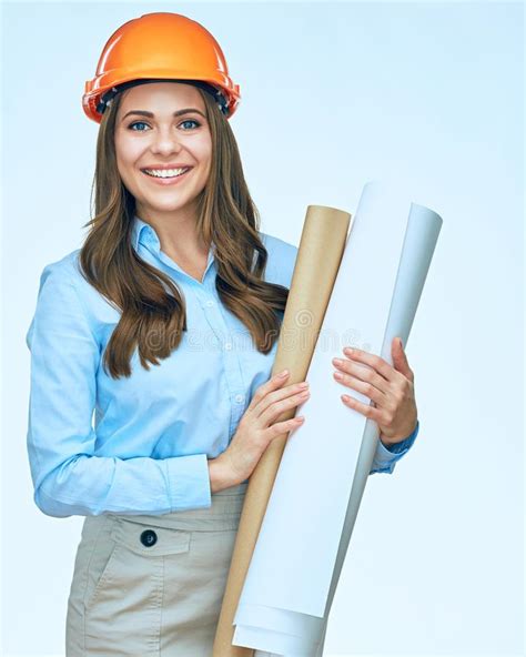 Smiling Business Woman Engineer Isolated Portrait Stock Photo Image