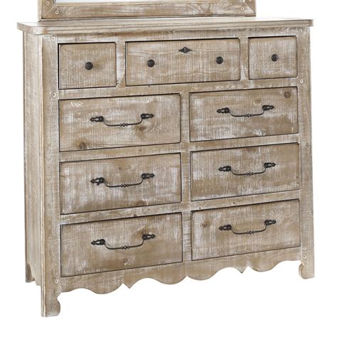 Progressive Furniture Chatsworth Cottage Distressed Pine 9 Drawer