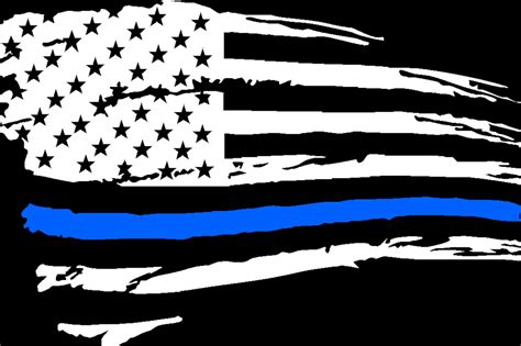 Distressed Flag With Thin Blue Line Police Support Custom Car Etsy