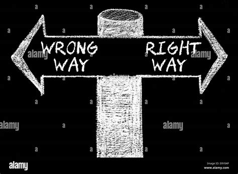 Opposite Arrows With Wrong Way Versus Right Way Hand Drawing With