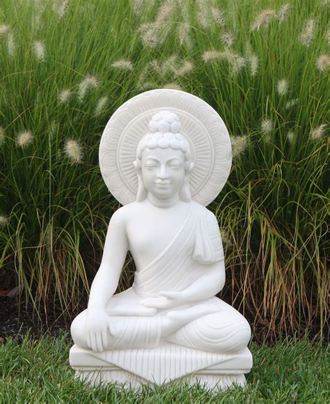 White Meditating Outdoor Buddha Statue 22 Inches In 2020 Zen Garden