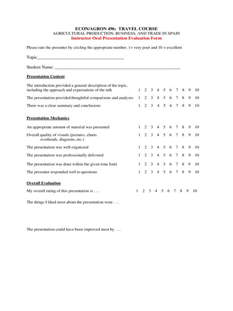 Presentation Evaluation Form 6 Free Templates In Pdf Word Excel