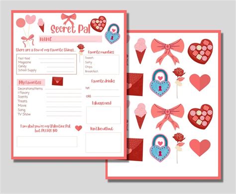 Valentines Day Secret Pal Questionnaire Printable T Exchange Wish