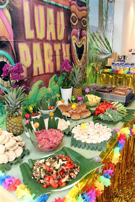 Luau Party Food Table Birthday Party Menu Hawaiian Birthday Party