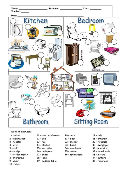 English ESL Furniture Worksheet | ️ ️ ️ ITTT