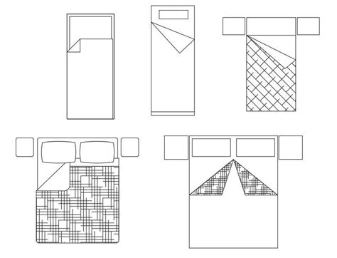 Various Types Of 2d Bed Design Autocad Furniture Drawing Blocks