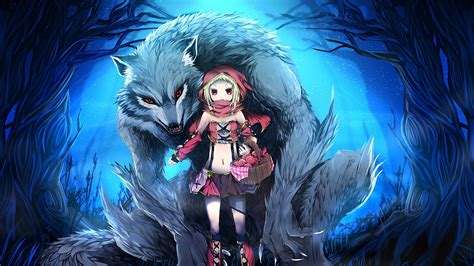 Free Download Anime Anime Blue Girl Little Red Riding Hood Sexy Wolf 1920x1200 1920x1200 For