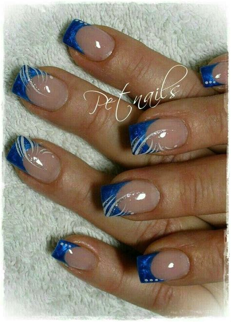Blue And White Nail Designs French Tips