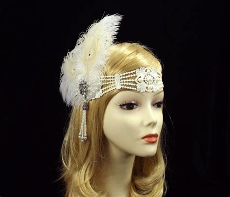 Gatsby Flapper Feather Headband 1920s Flapper Headpiece Roaring 20s