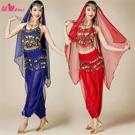 Girls Bollywood Dance Costumes Indian Belly Dance Costumes Pants And Top Bra Set For Women In