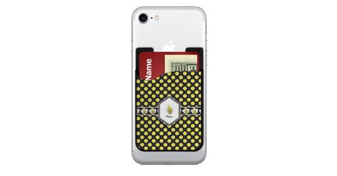 Bee And Polka Dots 2 In 1 Cell Phone Credit Card Holder And Screen Cleaner