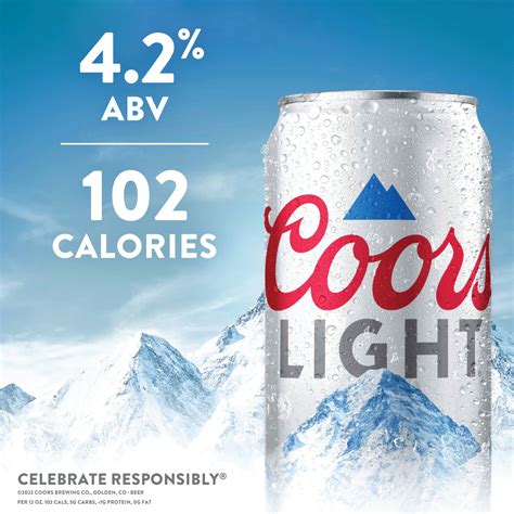 Coors Light Lager Beer 18 Pack 12 Fl Oz Cans 42 Abv