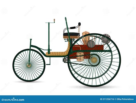The World S First Car 1886 Benz Patent Motorwagen Stock Vector
