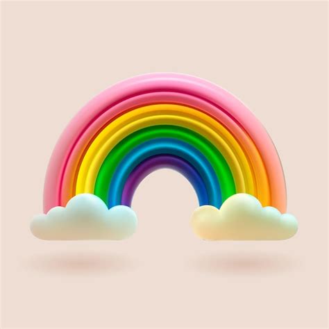 Premium Vector 3d Cute Colorful Rainbow With Cloud Vector Funny Baby