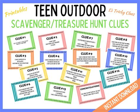 Teen Scavenger Hunt Treasure Hunt Outdoor Clues Teen Clues Etsy
