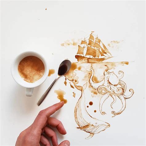 Amazing Spilled Coffee Art
