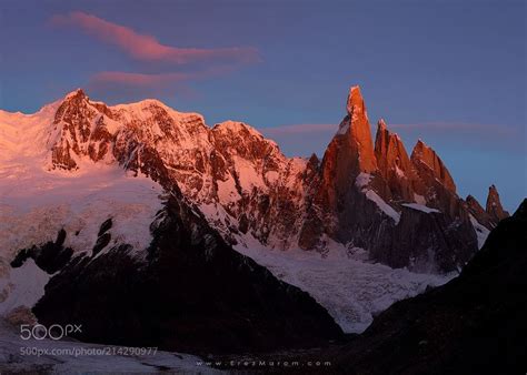 Top Of The Morning Cerro Torre Lit By Reflected Red Light Off The
